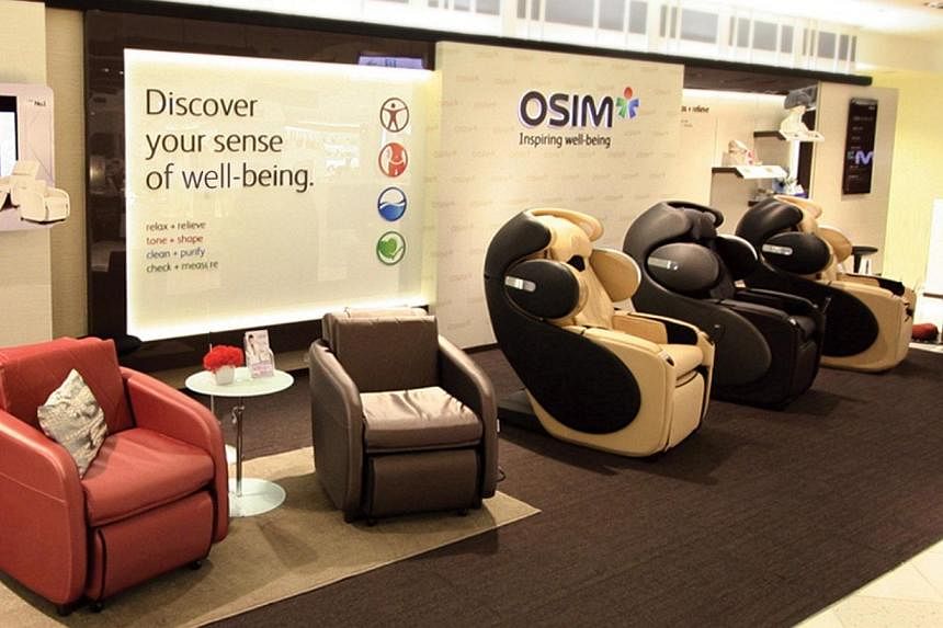 Massage chair maker Osim International has no idea why its share price could have tumbled so much for two days straight, it told the Singapore Exchange on Wednesday afternoon. -- PHOTO: OSIM