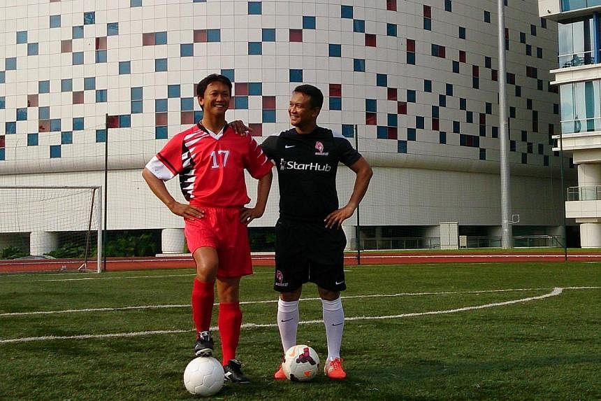 The wax figure of the former Singapore skipper&nbsp;- decked out in the kit of the 1994 Malaysia Cup and Malaysia League winning team - was unveiled Wednesday at a promotional event at the ITE College Central.&nbsp;-- ST PHOTO:&nbsp;DESMOND FOO
