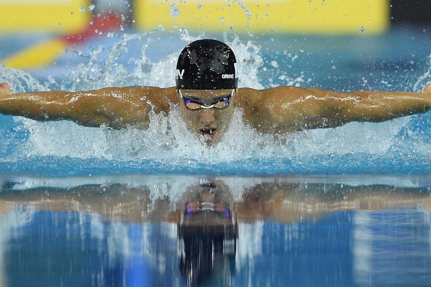 Japan's Daiya Seto competes in the finals for the men's 400m individual medley swimming event during the 17th Asian Games at the Munhak Park Tae-hwan Aquatics Centre in Incheon on Sept 24, 2014. -- PHOTO: AFP