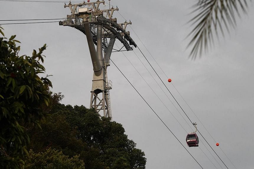 A technical supervisor was suspended in a cable car mid-air while the contractor was carrying out further installation work at Sentosa's new intra-island cableway. Work on the cableway in Sentosa has been allowed to resume following an August inciden