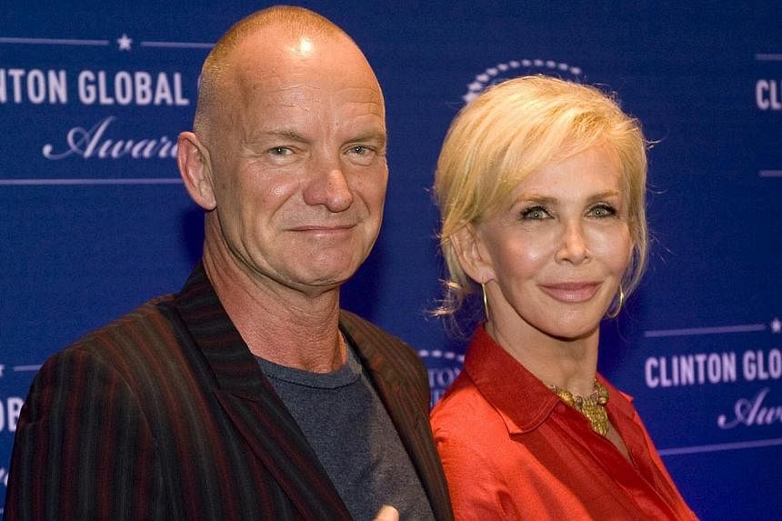 Musician Sting and wife Trudy Styler attend the 8th Annual Clinton Global Citizen Awards ceremony in New York Sept 21, 2014. &nbsp;Sting is&nbsp;among the 2015 nominees announced on Thursday for induction into the Rock and Roll Hall of Fame.&nbsp;-- 