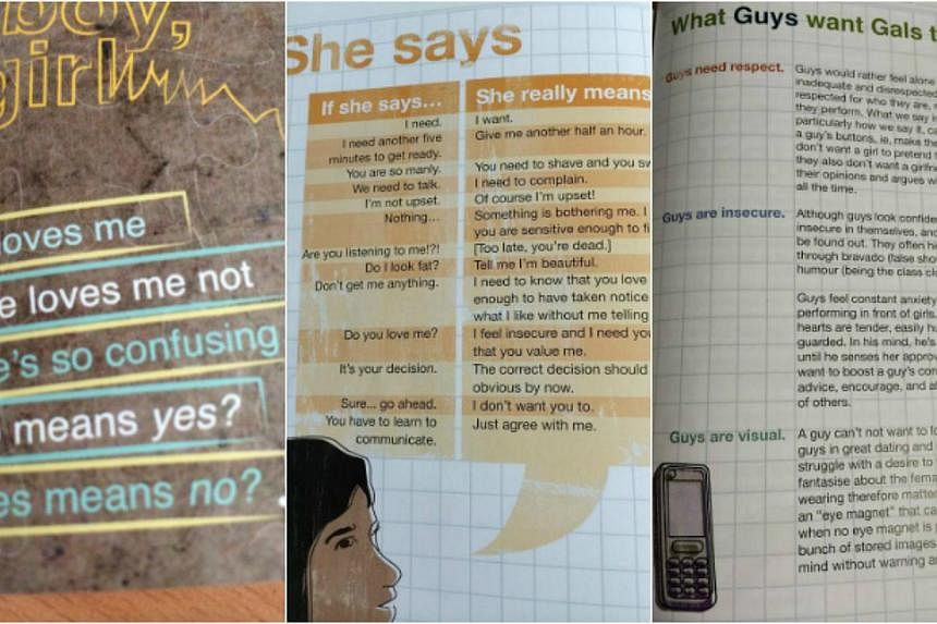 Pictures of pages from a booklet which was given out at a workshop run by&nbsp;Focus On The Family Singapore. -- PHOTO: AGATHA TAN/FACEBOOK