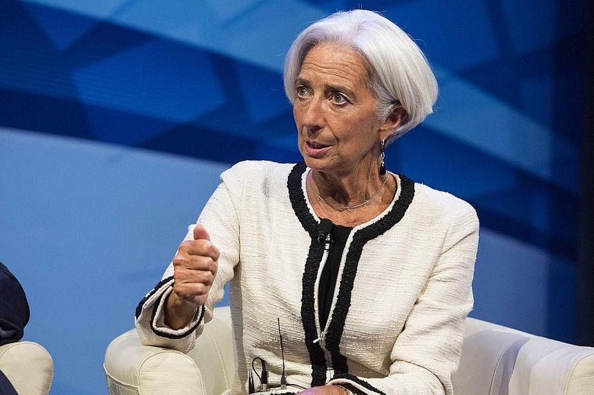 IMF Managing Director Christine Lagarde participates in a discussion on the global economy during the World Bank/IMF Annual Meeting in Washington Oct 9, 2014. -- PHOTO: REUTERS&nbsp;