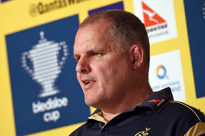 Australian rugby union coach Ewen McKenzie speaks during a press conference for the announcement of his 32-man squad to face the All Blacks in the third Bledisloe, in Sydney on Oct 10, 2014.&nbsp;Australia coach Ewen McKenzie was forced to deny he wa