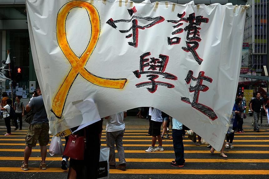Protesters at Mong Kok on Oct 11, 2104. -- ST PHOTO: KUA CHEE SIONG