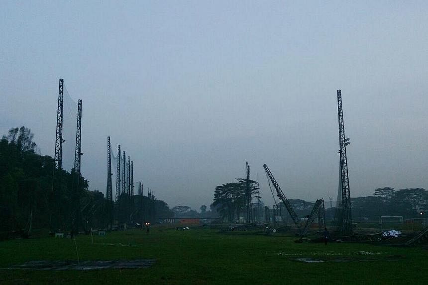 An afternoon storm caused damage to the All Star Golf Range today, 14 Oct 2014. -- ST PHOTO: DESMOND FOO