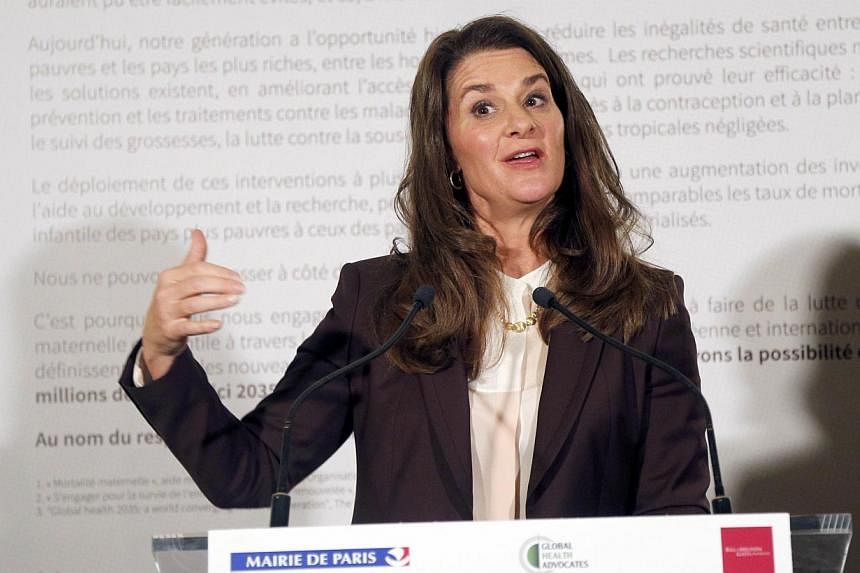 Co-chair of the Bill and Melinda Gates Foundation, Melinda Gates, speaks during a meeting aimed at drumming up support for women and girls in developing countries on Oct 14, 2014 in Paris. Women are key to boosting economic growth in Africa and the d