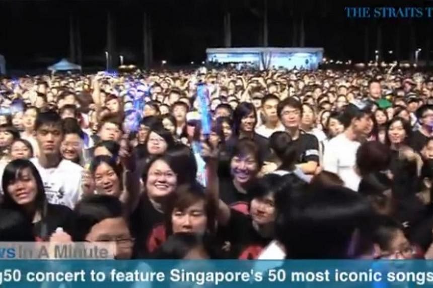In today's News In A Minute, we look at 50 of Singapore's most iconic songs that will be performed at a concert as part of the celebrations for Singapore's 50th birthday next year.&nbsp; &nbsp;-- PHOTO: SCREENGRAB FROM RAZORTV