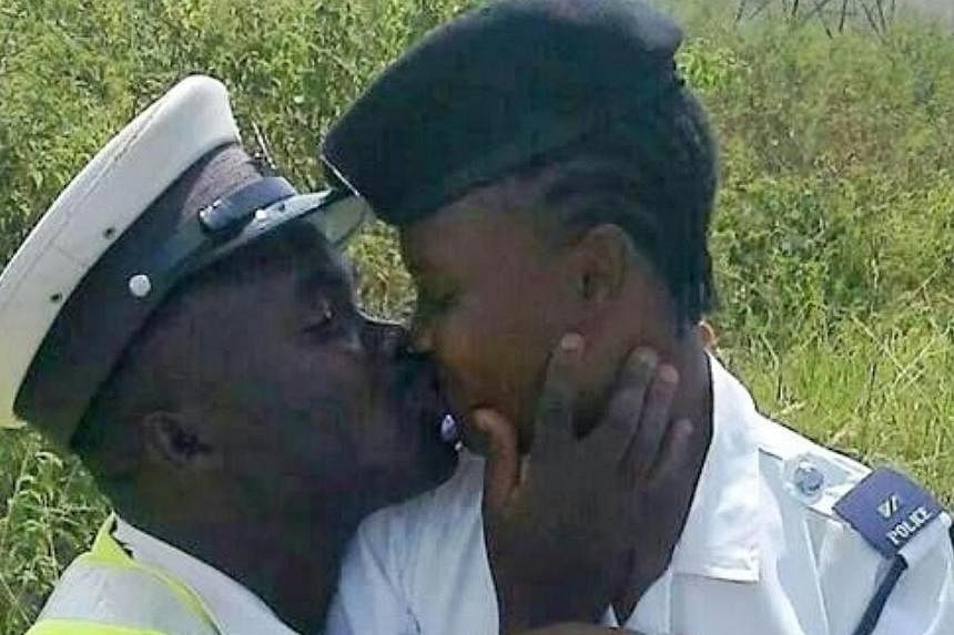 Three Tanzanian police officers have been fired after a photograph of two of them kissing went viral on social media. -- PHOTO:&nbsp;FADHIRI LINGA