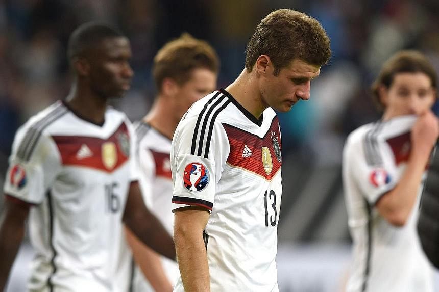 Germany's forward Thomas Mueller reacts after the UEFA Euro 2016 Group D qualifying football match against the Republic of Ireland in Gelsenkirchen, Germany on Oct 14, 2014.&nbsp;World champions Germany have no reason for concern over qualifying for 