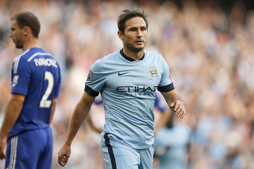 Manchester City's Frank Lampard in action against Chelsea at the Etihad stadium in Manchester, northern England on Sept 21, 2014. Lampard came to the defence of Raheem Sterling on Wednesday, saying the Liverpool midfielder had been "brave" to admit t