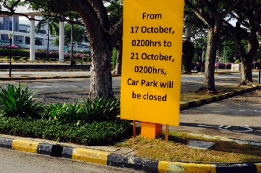 A sign at the Terminal 1 carpark. -- ST PHOTO: AZIZ HUSSIN