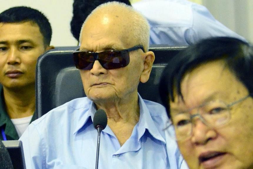 Former Khmer Rouge leader Nuon Chea branded his conviction for crimes against humanity a "child's fairytale" at a United Nations-backed court in Cambodia on Friday. -- PHOTO: AFP/NHET SOK HENG/ECCC&nbsp;