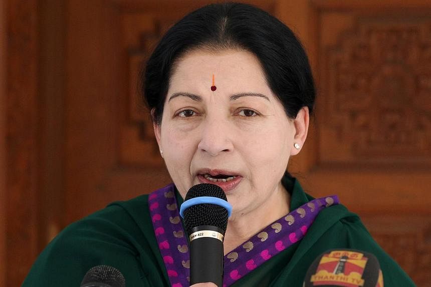 India's top court granted bail on Friday to powerful south Indian film star turned politician Jayalalithaa Jayaram, who was jailed last month for corruption. -- PHOTO: AFP&nbsp;