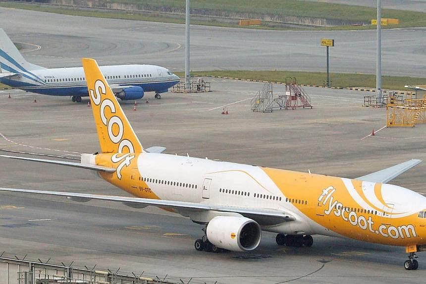 A Scoot flight to Singapore from Bangkok was delayed for more than 21 hours on Thursday. -- ST PHOTO: ASHLEIGH SIM