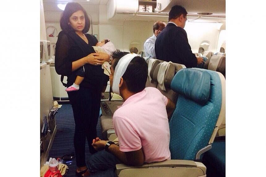 Eight passengers and 14 crew were injured when an SIA plane bound for Mumbai, India, met with serious turbulence. -- PHOTO:&nbsp;ST READER