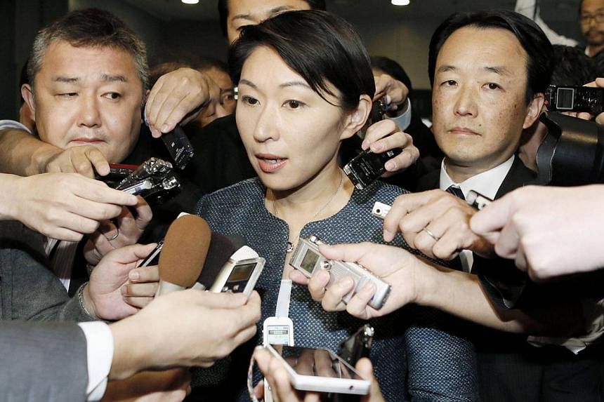 Japan's Economy, Trade and Industry Minister Yuko Obuchi facing the media in Tokyo on Oct 18, 2014. -- PHOTO: REUTERS