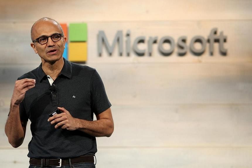 Microsoft CEO Satya Nadella speaks during a Microsoft cloud briefing event in San Francisco, California on Oct 20, 2014. -- PHOTO: REUTERS