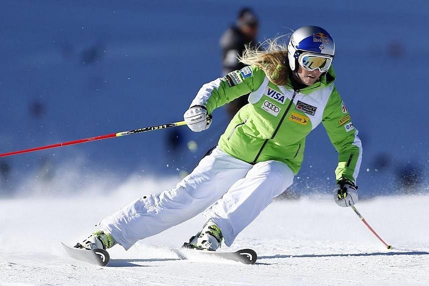 Alpine ski racer Lindsey Vonn of US restarts to ski during a training session on the Oetztal glacier in Solden, Austria on Oct 4, 2014.&nbsp;US speed queen Lindsey Vonn will bid to put almost two years of injury heartbreak behind her when she makes h