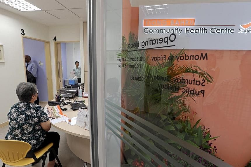 SingHealth's new Community Health Centre at the HDB void deck of Blk 19 Jalan Membina, which was opened on Thursday, Oct 30, 2014, to complement healthcare services provided by GPs for patients with stabilised chronic diseases.&nbsp;-- ST PHOTO:&nbsp