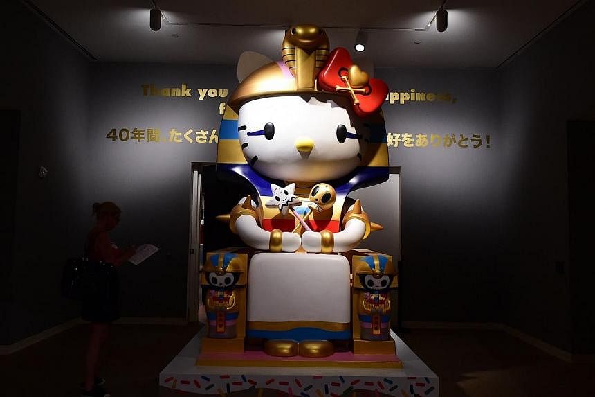 "Kittypatra" by Simone Legno for Tokidoki is displayed at a press event ahead of the opening of the first ever Hello Kitty exhibition in North America, at the Japanese American National Museum in Los Angeles on Oct 10, 2014.&nbsp;If Hello Kitty fans 