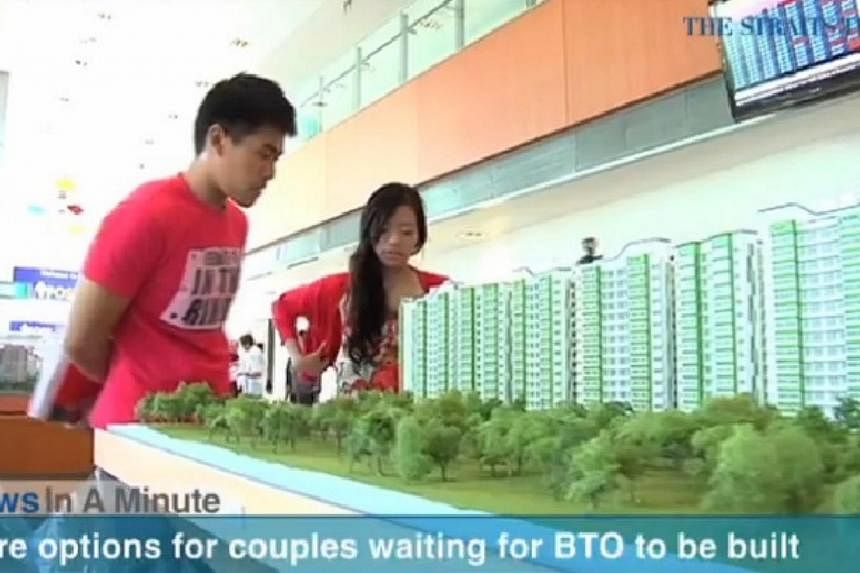 In today's News In A Minute, we look at how couples waiting for their new flats to be built will now have the option of co-renting provisional flats to share the rental costs.&nbsp;-- PHOTO: SCREENGRAB FROM VIDEO
