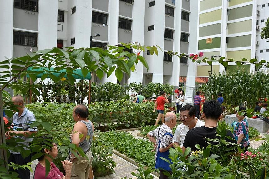 Residents at the launch of Ang Mo Kio Town Council's clean and green campaign in conjunction with Ang Mo Kio GRC and Sengkang West SMC's Annual Tree Planting Day. -- ST PHOTO: KUA CHEE SIONG