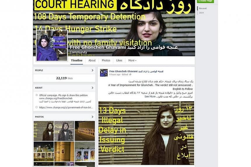 A British-Iranian woman who was arrested in Teheran after trying to attend a volleyball match has been sentenced to one year in jail, her lawyer was reported as saying on Sunday. -- PHOTO: SCREENGRAB FROM FACEBOOK