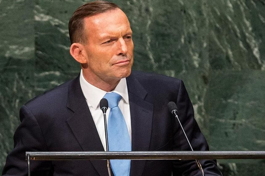 Australian Prime Minister Tony Abbott at the 69th United Nations General Assembly on Sept 25, 2014 in New York City. Australia will fund an Ebola treatment clinic in Sierra Leone, Mr Abbott said on Wednesday, responding to pressure from the United St