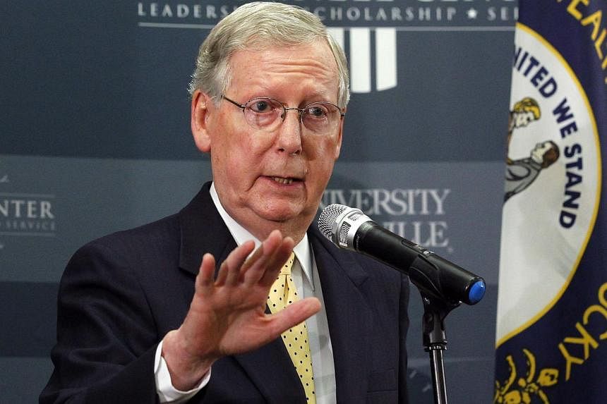 US Senate minority leader Mitch McConnell holds a news conference on the day after he was re-elected to a sixth term to the US Senate, at the University of Louisville in Louisville, Kentucky on Nov 5, 2014. &nbsp;-- PHOTO: REUTERS