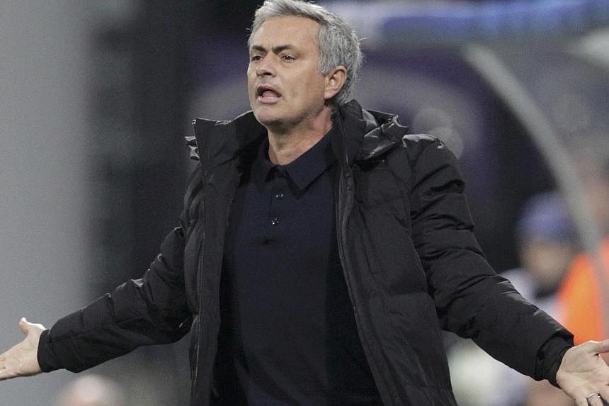 Chelsea's coach Jose Mourinho reacts during Champions League soccer match against Maribor in Maribor. -- PHOTO: REUTERS