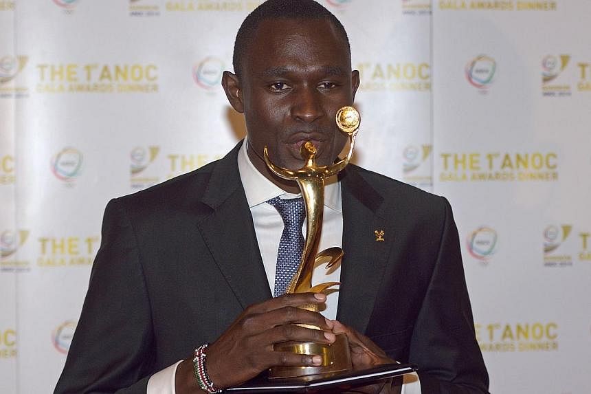 Kenyan middle distance runner David Rudisha (above) was named as the best male athlete of the 2012 London Olympics at the inaugural Association of National Olympic Committees (ANOC) awards ceremony on Friday. -- PHOTO:&nbsp;AFP&nbsp;