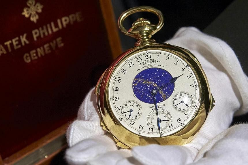 The 'Henry Graves Supercomplication' handmade watch by Patek Philippe was made in the 1930s and has been estimated to sell for US$15 million. -- PHOTO: REUTERS&nbsp;