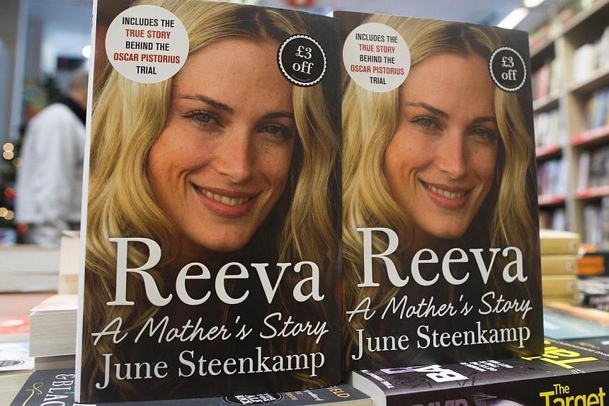 Copies of the book Reeva: A Mothers Story by June Steenkamp, the mother of Reeva Steenkamp who was the girlfriend of and was killed by South African athlete Oscar Pistorius, are pictured in a book shop in London on Nov 10, 2014. -- PHOTO: AFP