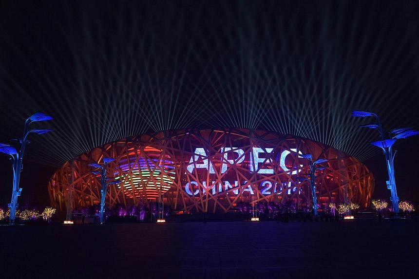 A general view shows the Beijing National Aquatics Center where leaders of the Asia-Pacific Economic Cooperation (Apec) meet in the Chinese capital on Nov 10, 2014. -- PHOTO: AFP