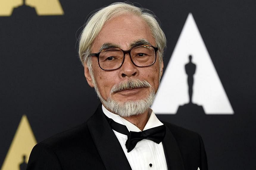 Honoree Japanese film director and animator Hayao Miyazaki poses during the Academy of Motion Picture Arts and Sciences Governors Awards in Los Angeles, California on Nov 8, 2014. -- PHOTO: REUTERS