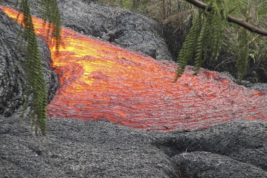 The slow moving lava flow from an erupting volcano on Hawaii's Big Island. -- PHOTO: REUTERS
