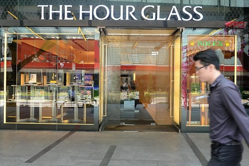 Luxury watch retailer The Hour Glass reported a 24 per cent jump in second quarter net profit to $11.7 million. -- ST PHOTO: AZIZ HUSSIN