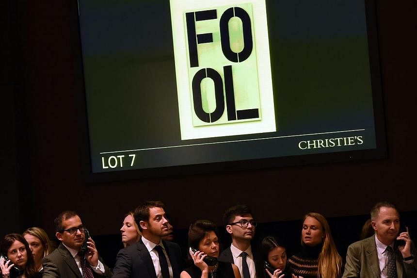 And the bidding is on at the Christies Auction in New York on Wednesday, where sales totaled a record &nbsp;US$852.9 million (S$1.1 billion) of contemporary and post-war. -- PHOTO: REUTERS