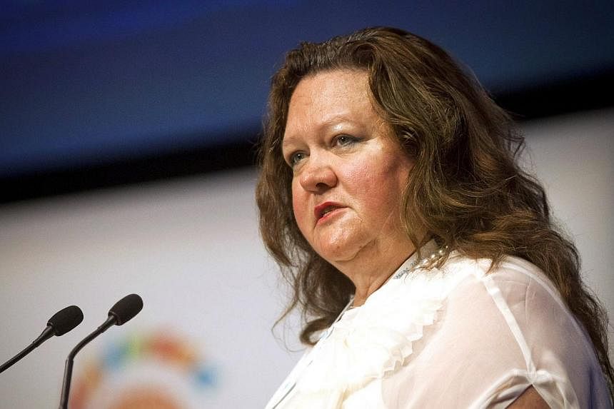 Ms Gina Rinehart speaks at the Commonwealth Business Forum in Perth, Australia, on Wednesday on Oct 26, 2011. -- PHOTO: BLOOMBERG