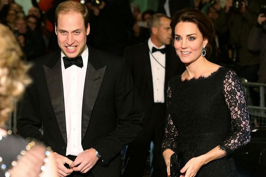 Britain's Catherine, Duchess of Cambridge (right) and Prince William, the Duke of Cambridge arrive to attend the Royal Variety Performance at the London Palladium Theatre on Nov 13, 2014. Prince William and his wife Kate will travel to New York for t