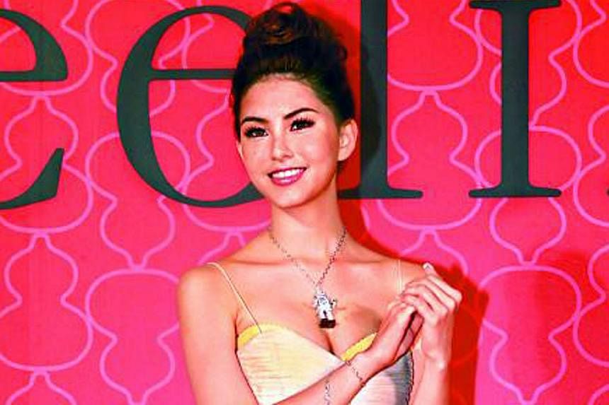 Taiwanese-Australian beauty Hannah Quinlivan is rumoured to be marrying 35-year-old singer Jay Chou in Paris on his birthday on Jan 18 next year. -- PHOTO: APPLE DAILY&nbsp;