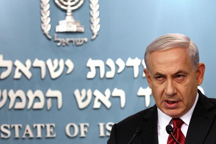 Israeli Prime Minister Benjamin Netanyahu speaking during a press conference at the prime minister's office in Jerusalem on Nov 18, 2014. Israel is facing an ongoing wave of terror which is focused on Jerusalem, Mr Netanyahu said after an attack on a