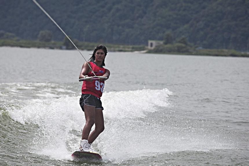 Singapore wakeboarder Sasha Christian won a gold and bronze at the Asian Beach Games in Phuket on Thursday, the Republic's third and fourth medal at the biennial event. -- PHOTO:&nbsp;RED BULL CONTENT POOL