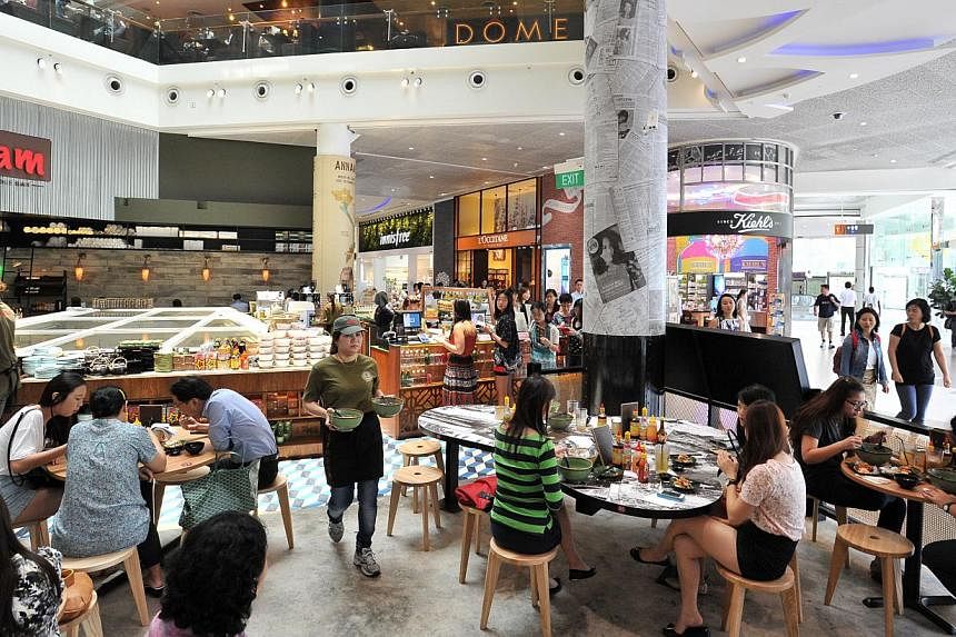 Eateries at The Atrium@Orchard. The aim of the exercise was to let retail and food services know where they stood in the industry, and to encourage them to improve. -- PHOTO: ST FILE