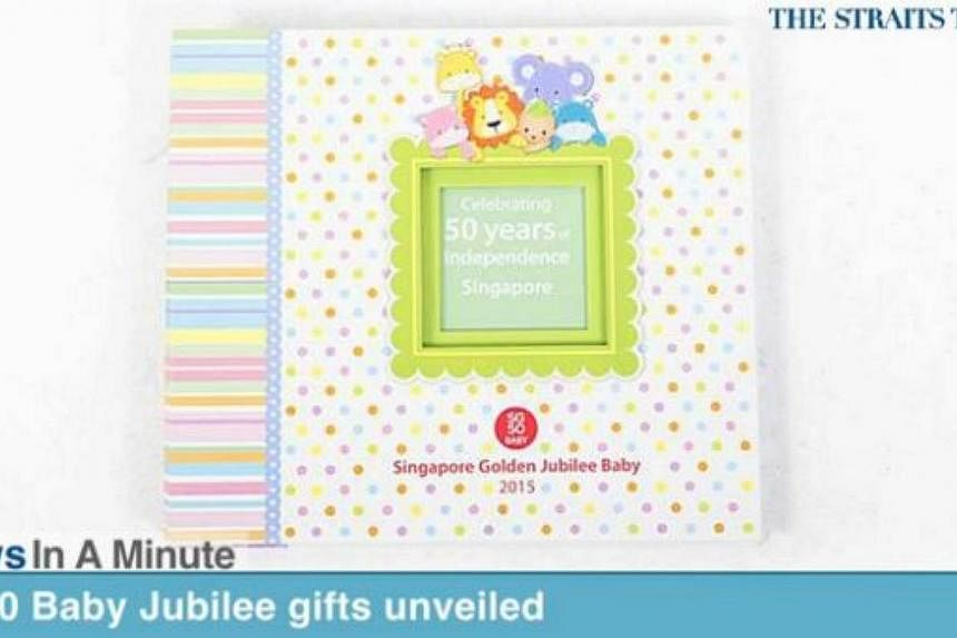 In today's News In A Minute, we look at how parents of babies born next year can look forward to items including a white photo frame and a colourful scrapbook that comes with stickers, as part of the SG50 Baby Jubilee Gift. -- PHOTO: SCREENGRAB FROM 
