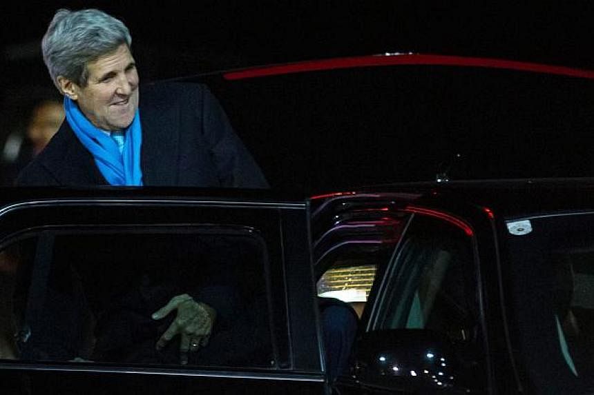 US Secretary of State John Kerry arrives in Vienna, where he was due to join troubled nuclear talks with Iran taking place in Palais Coburg on Nov 20, 2014. Kerry said that world powers were not discussing extending a looming deadline for a nuclear d