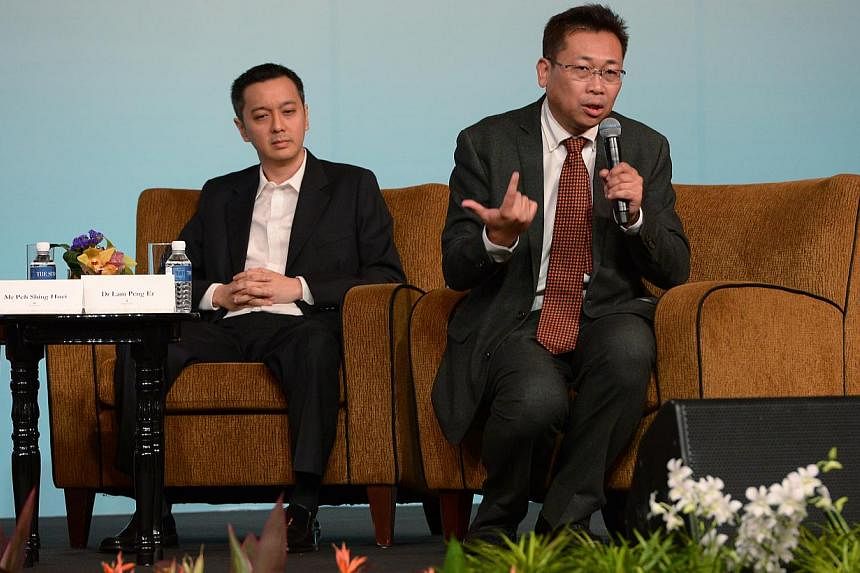ST news editor, Peh Shing Huei and senior research fellow, East Asian Institute, NUS, Dr. Lam Peng Er. ST Global Outlook 2014.&nbsp;As Japan's economic policies, or Abenomics, take shape, the country is a "canary in the coal mine", a harbinger for th