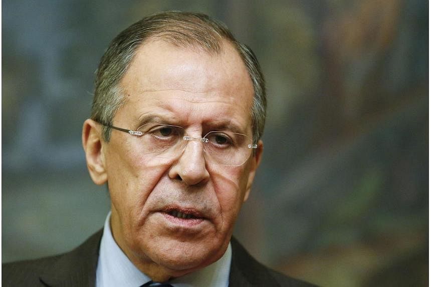 Russia's Foreign Minister Sergei Lavrov speaks during a news conference after a meeting with his Saudi Arabian counterpart Saud al-Faisal in Moscow on Nov 21, 2014.&nbsp;Foreign Minister Sergei Lavrov accused the West on Saturday of trying to use san