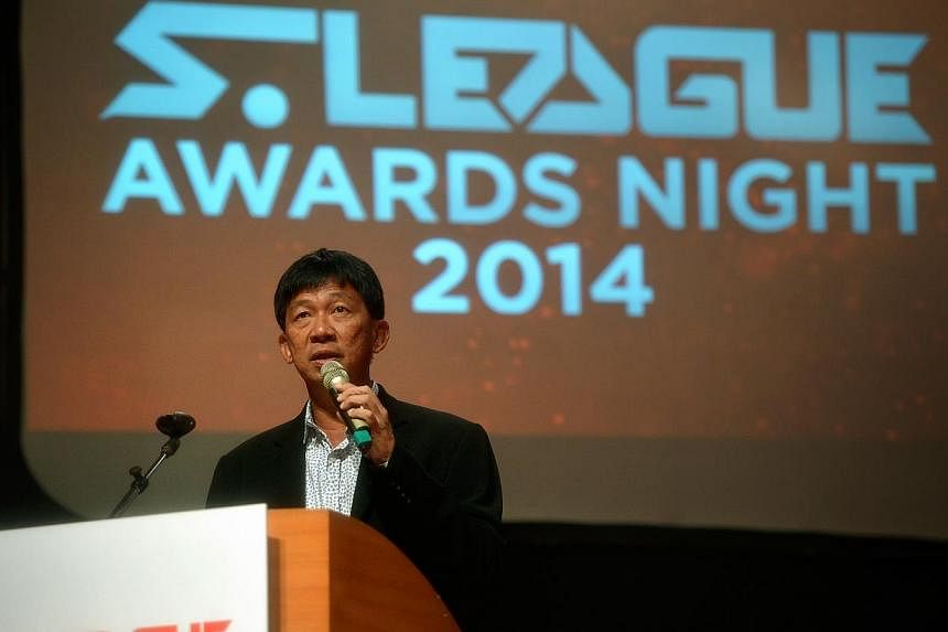 S-League CEO Lim Chin at the S-League Awards Night on Nov 9, 2014. Lim announced on Nov 3 that from next season, all six local clubs can sign just five outfield players above the age of 30. The controversial age-cap has now been lifted. -- PHOTO: ST 